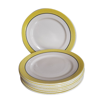 Huit assiettes à dessert de Salins service "Menton" années 50