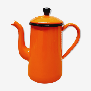 Orange enamelled coffee maker