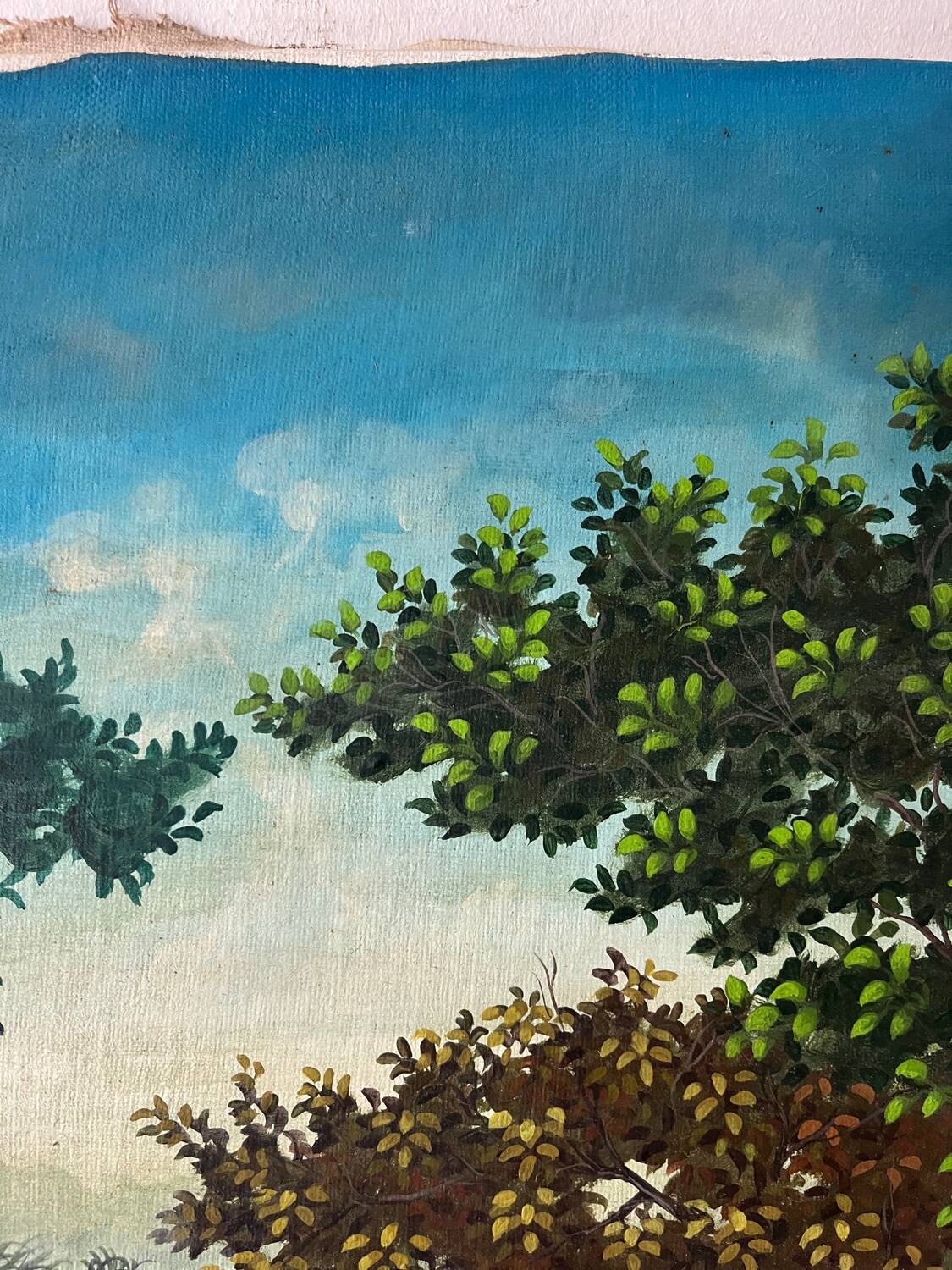 Soldiers and horses lost in the forest, signed