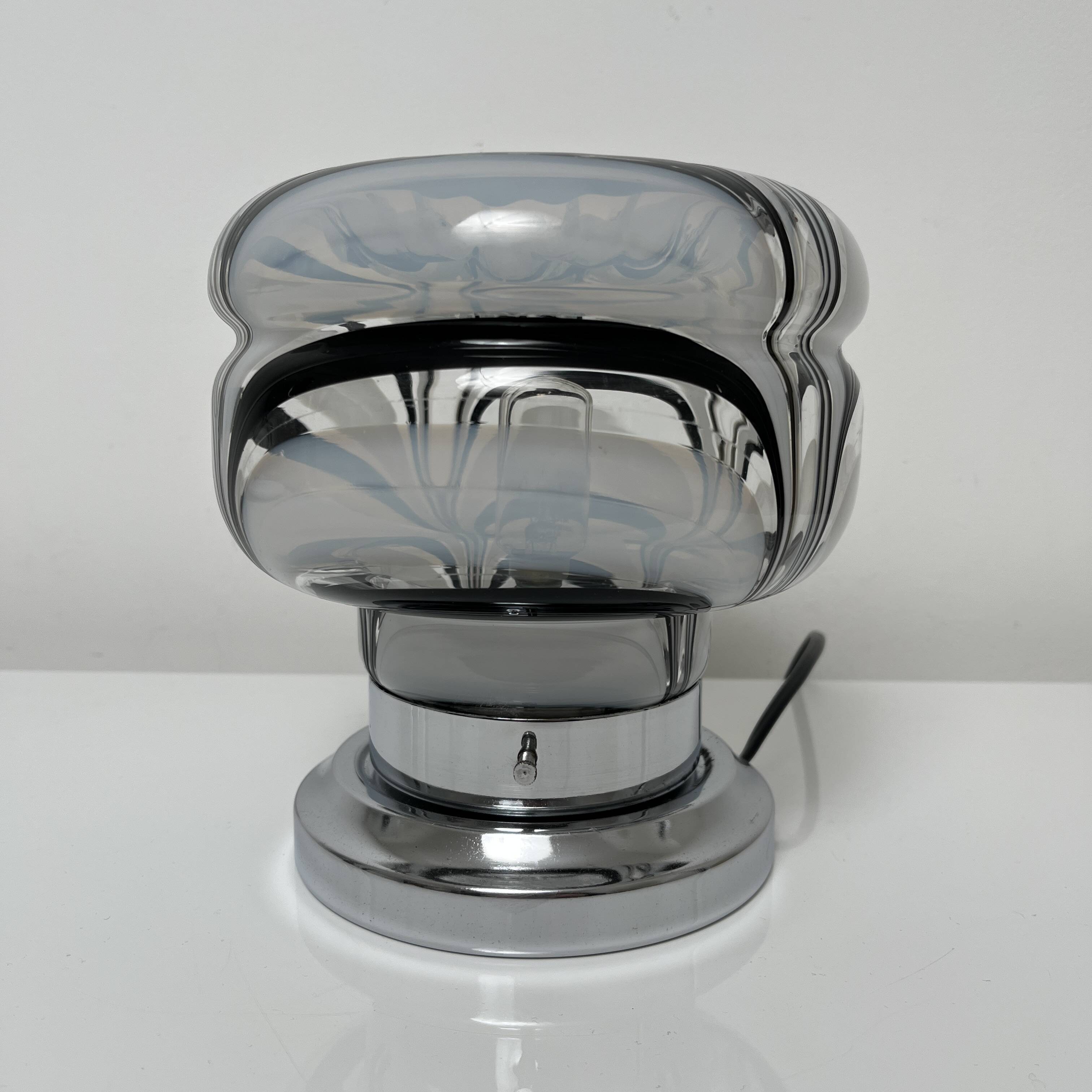 Side lamp Chromed metal and blown glass Murano Italy circa 1970