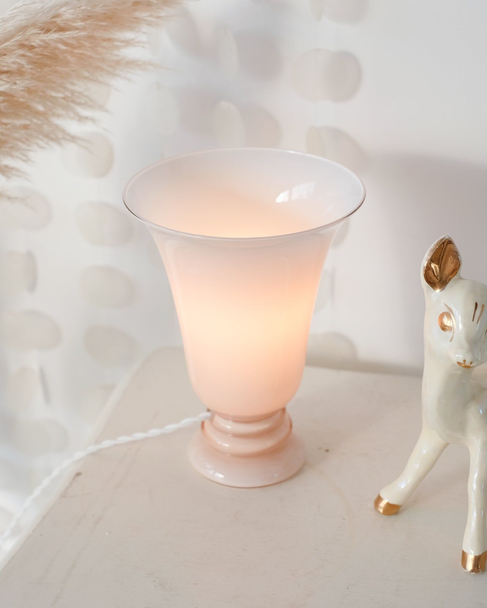 Pink opaline basin lamp