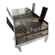 Vintage Roche Bobois dining table with smoked glass and 4 leather chairs.