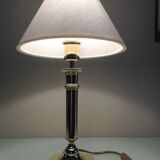 Brass lamp and lampshade fabric ecru / vintage 70s