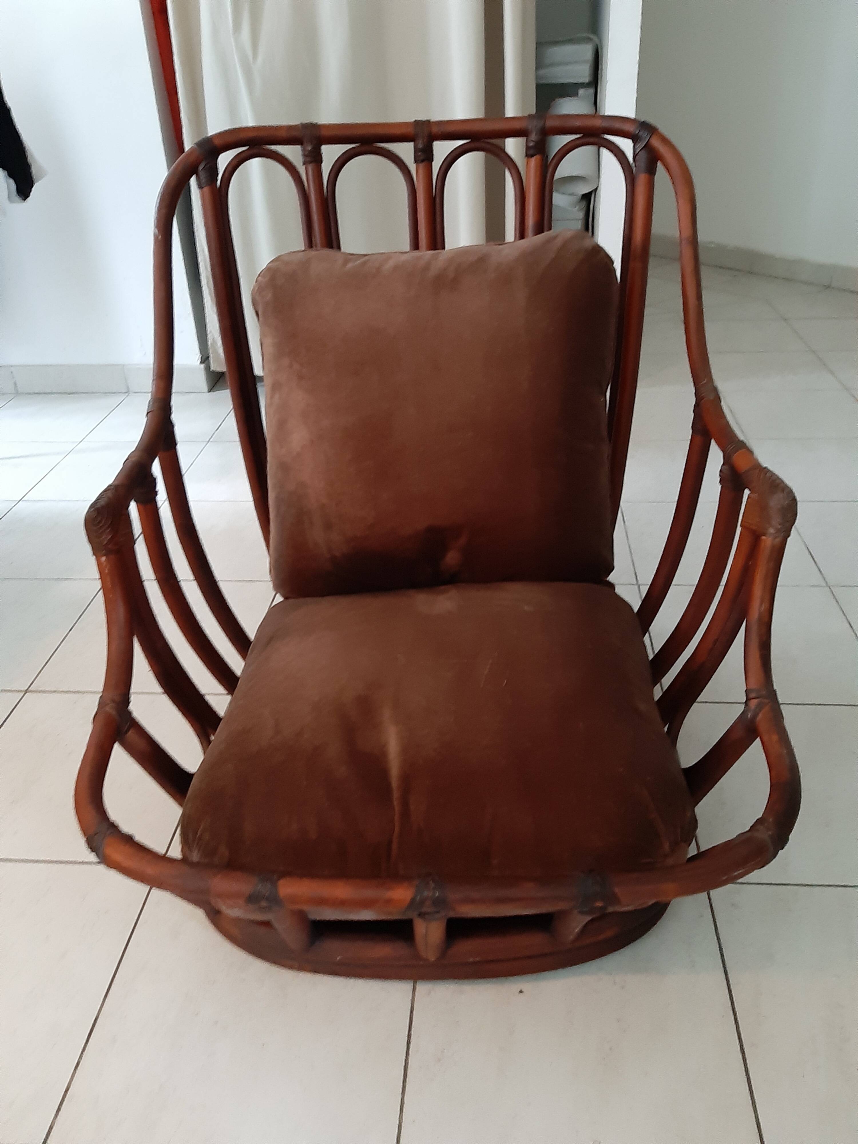 Rattan armchair from the 60s by Maugrion, Basset model