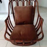 Rattan armchair from the 60s by Maugrion, Basset model