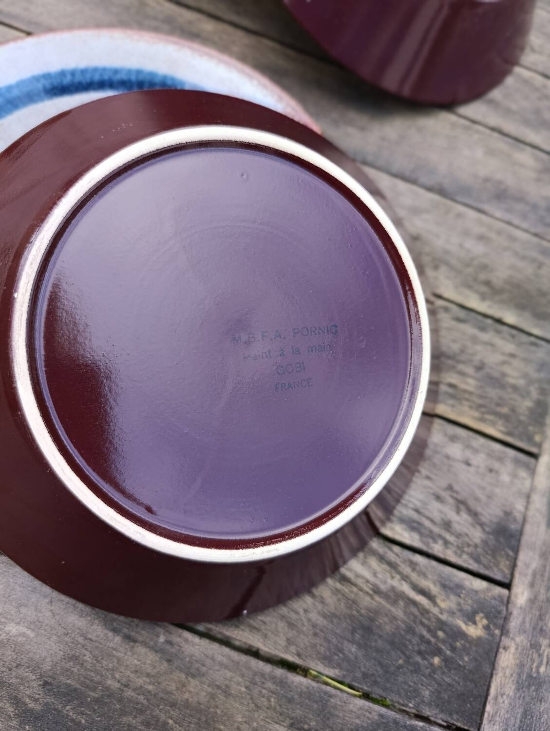 6 ceramic deep plates from the 1960s by MBFA Pornic, model Gobi.