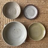Set of 2 dishes and 2 plates in stoneware from the 70s and 80s