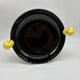 Large vintage black ceramic bowl with yellow parakeets, Vallauris.