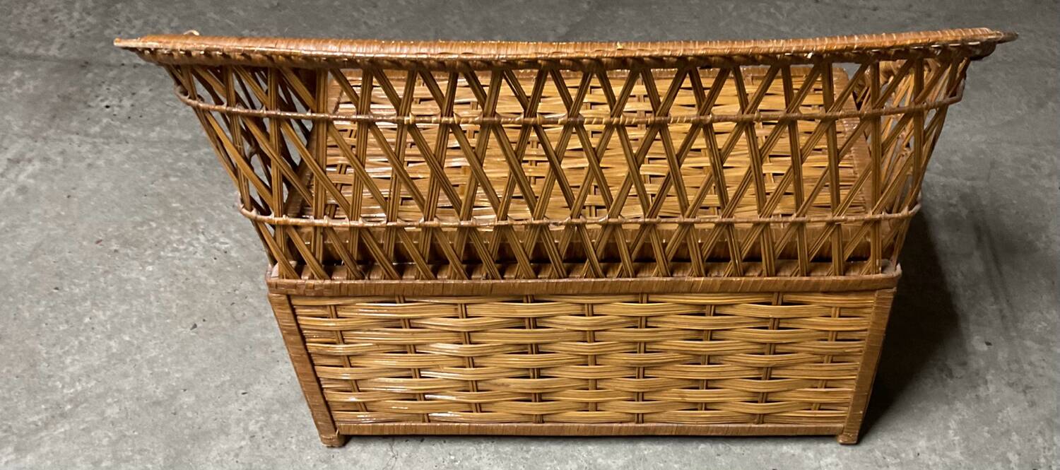 Banc coffre rotin osier années 60/70