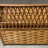 Wicker rattan storage bench from the 60s/70s