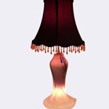 Lampe à poser pied verre Clichy abat-jour XXème