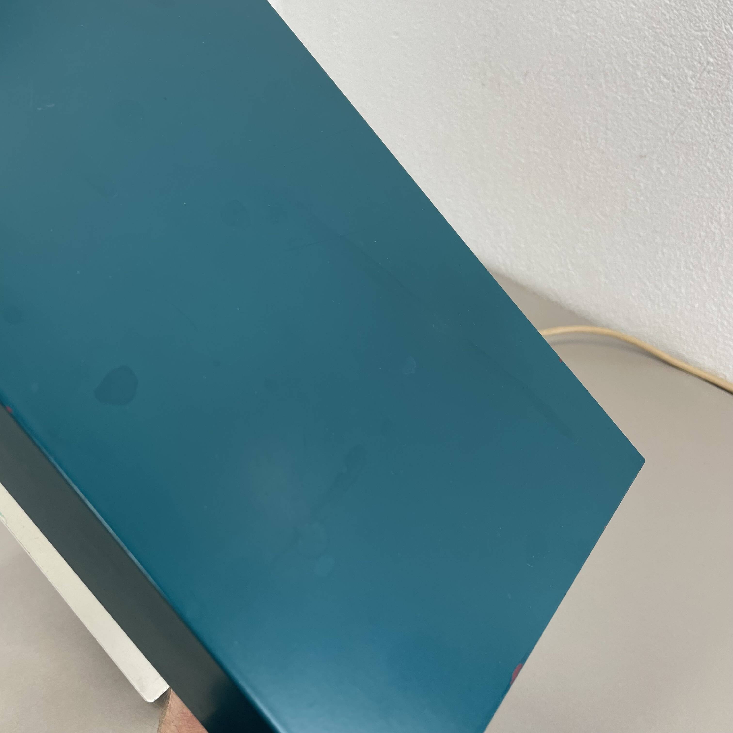 Modernist green Cubic Sputnik Table Light Kaiser Leuchten Lights, 1970s Ger