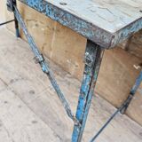 Old folding table in Burmese teak and steel