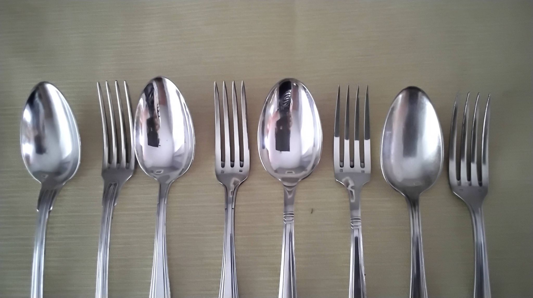 Set of 4 x 2 metal silver-plated table cutlery by SFAM and Orbrille.