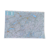 Very large Swiss road map on tole - 126 x 86.5 cm