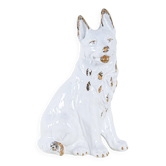 Figurine de chien en porcelaine, années 1960, fabriquée en Europe.