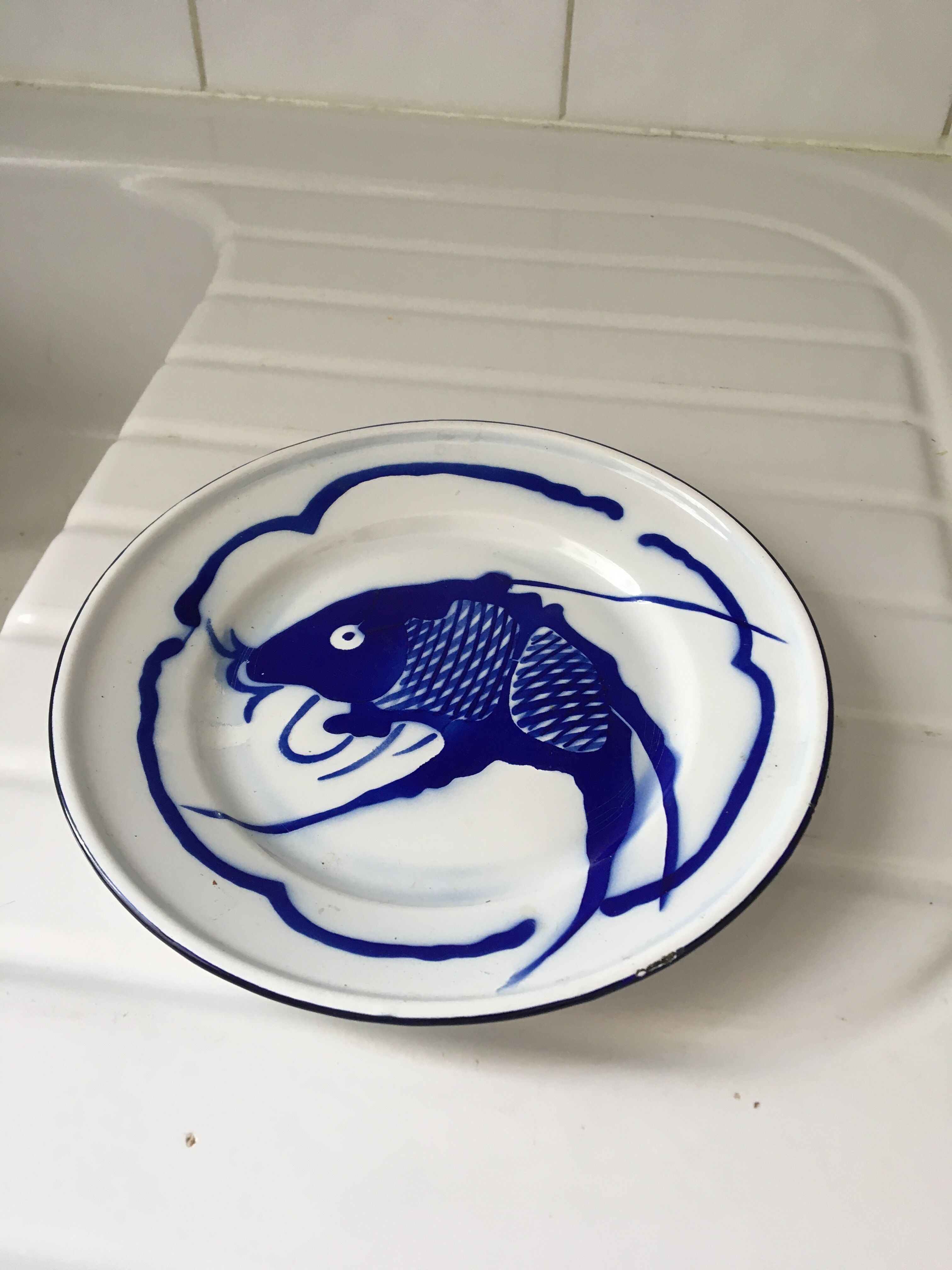 Chinese metal plate enamelled carp Koi