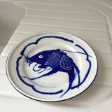 Chinese metal plate enamelled carp Koi