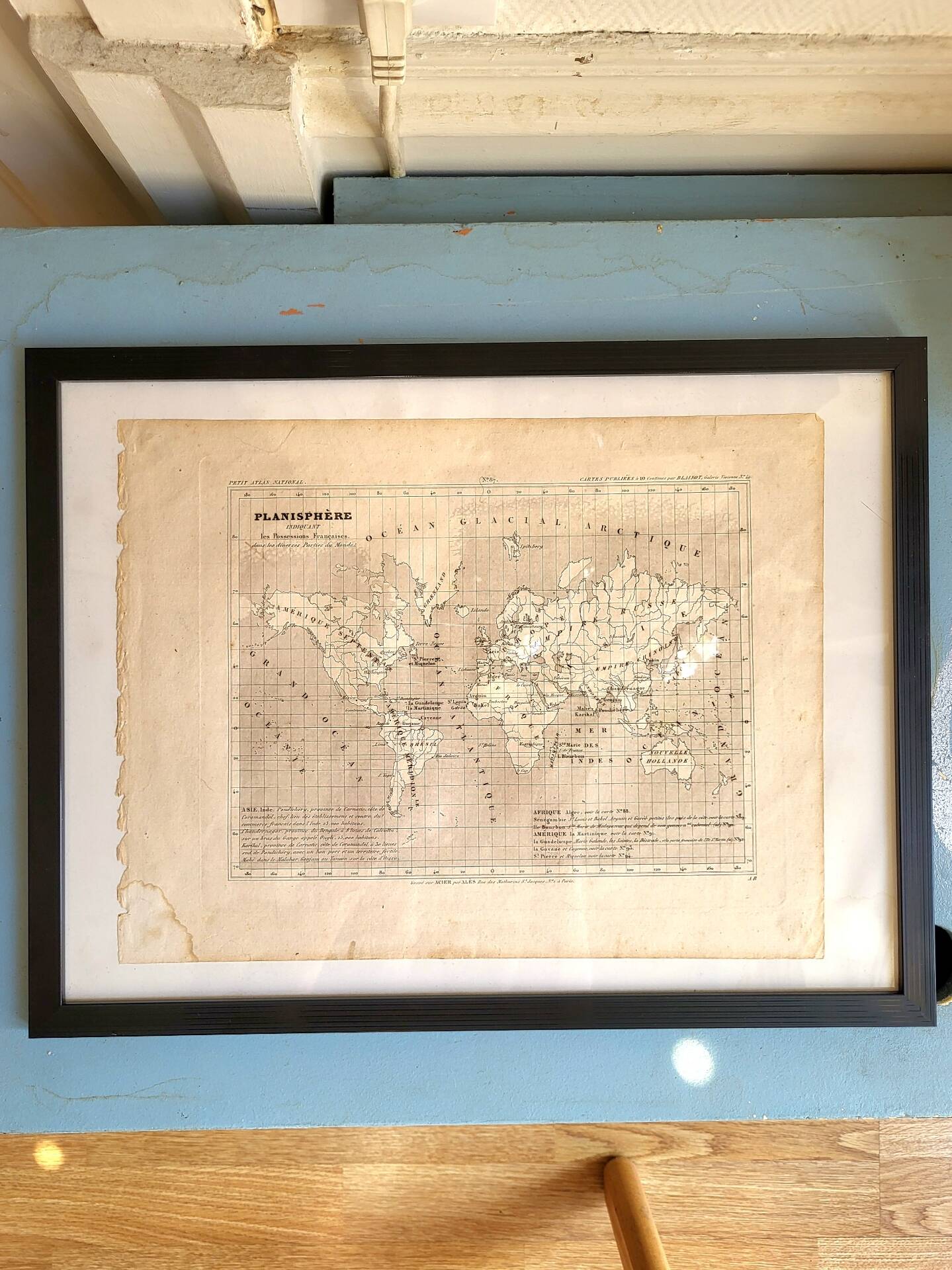 Original engraving, Levasseur world map – Mid 19th century