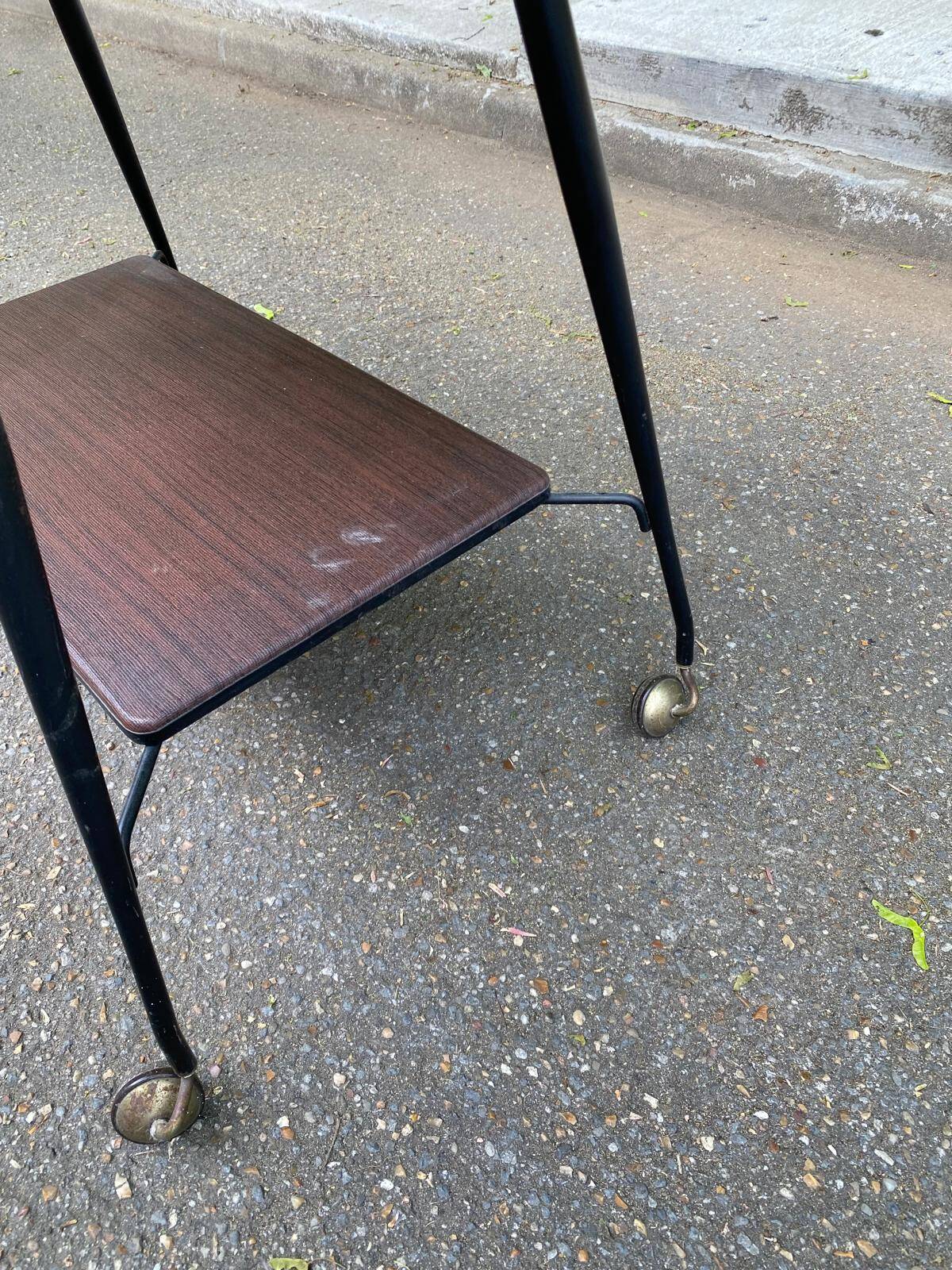 Desserte scandinave vintage en bois et acier