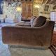 Vintage 3-seater canapé in brushed steel and brown velvet.