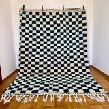 Tapis beni ouraine bleu carré fait main