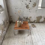 Walnut and modernist chrome coffee table