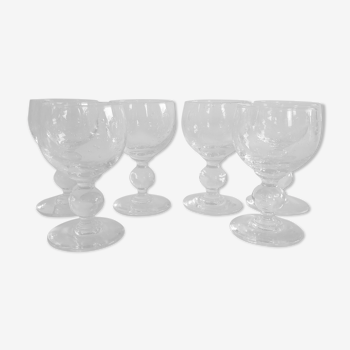 6 verres à pied vintage en verre bullé