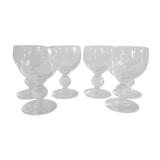 6 verres à pied vintage en verre bullé