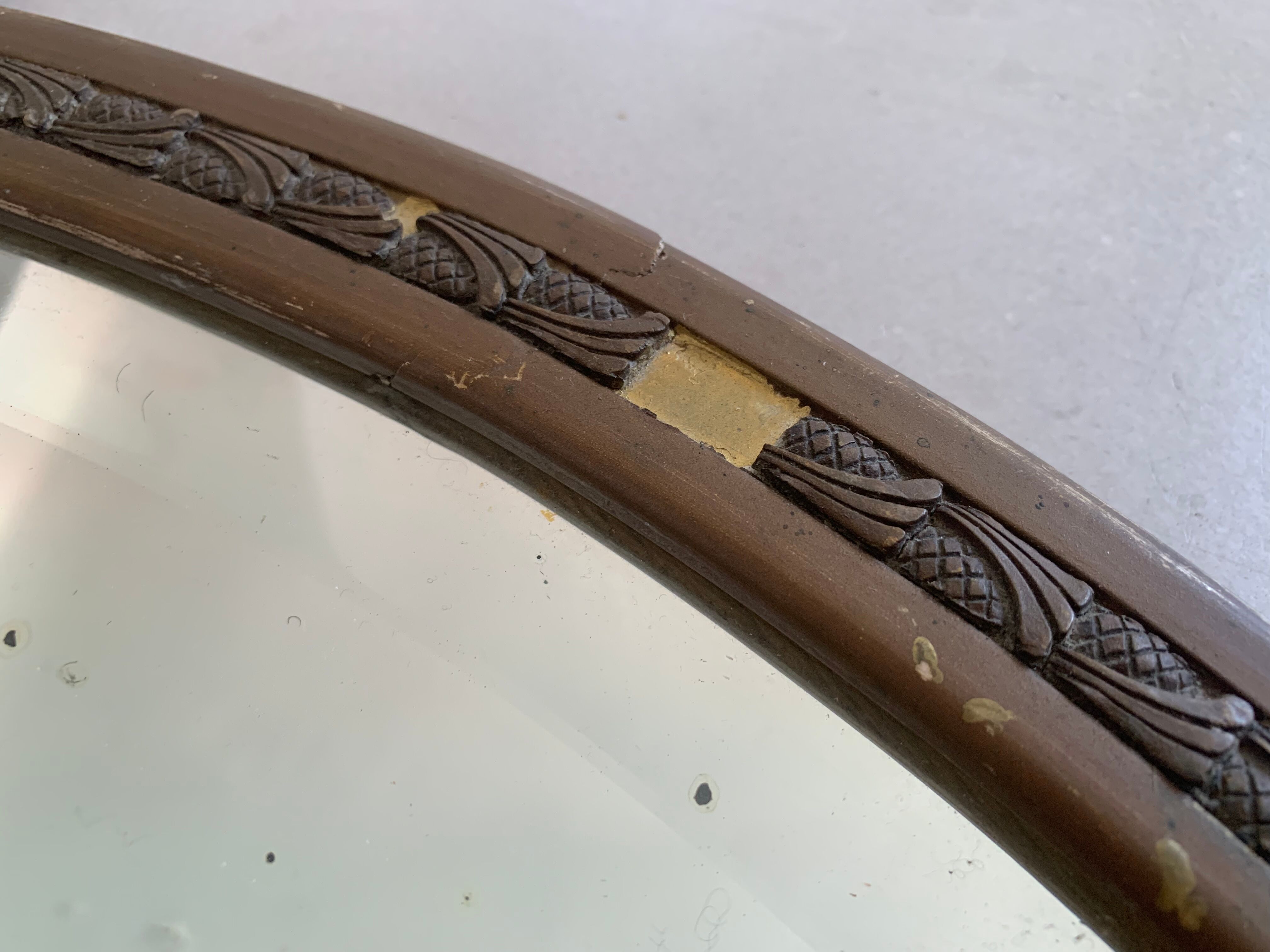 Antique beveled oval mirror 65cm