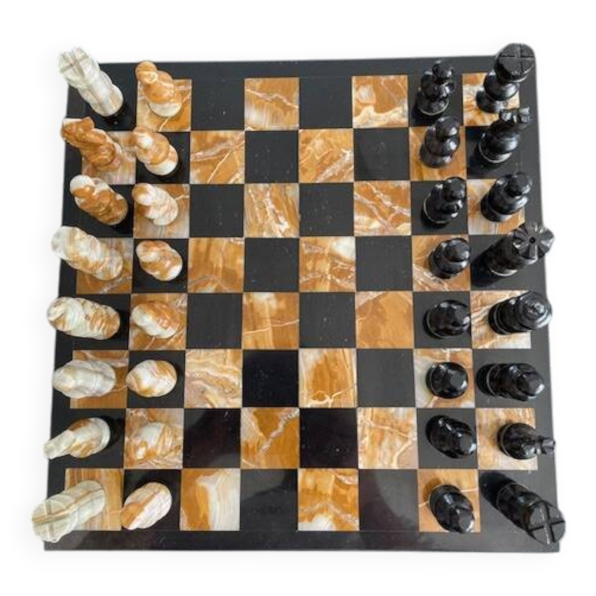 Mexican handcrafted chessboard. Made of stone. Mint condition. 40x40x1.4 cm. 6.5 kg.
