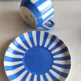 Cup and under cup earthenware Sarguemine Fox Trot