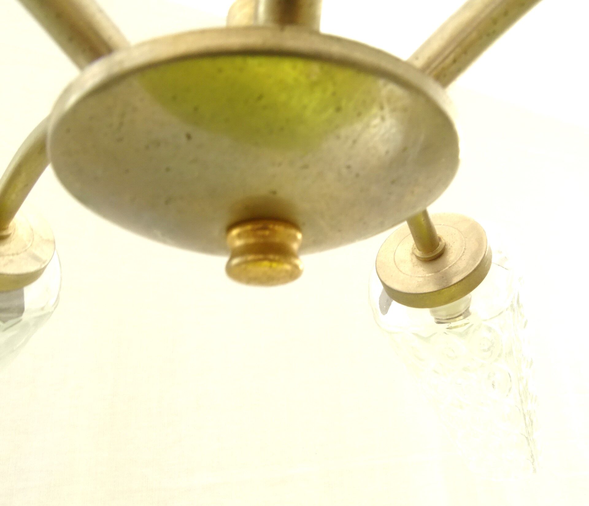 Transparent glass chandelier conical shape painted metal stucture