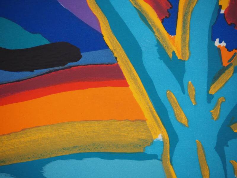 Pierre Ambrogiani: Village on the Hill, Original Signed Lithograph