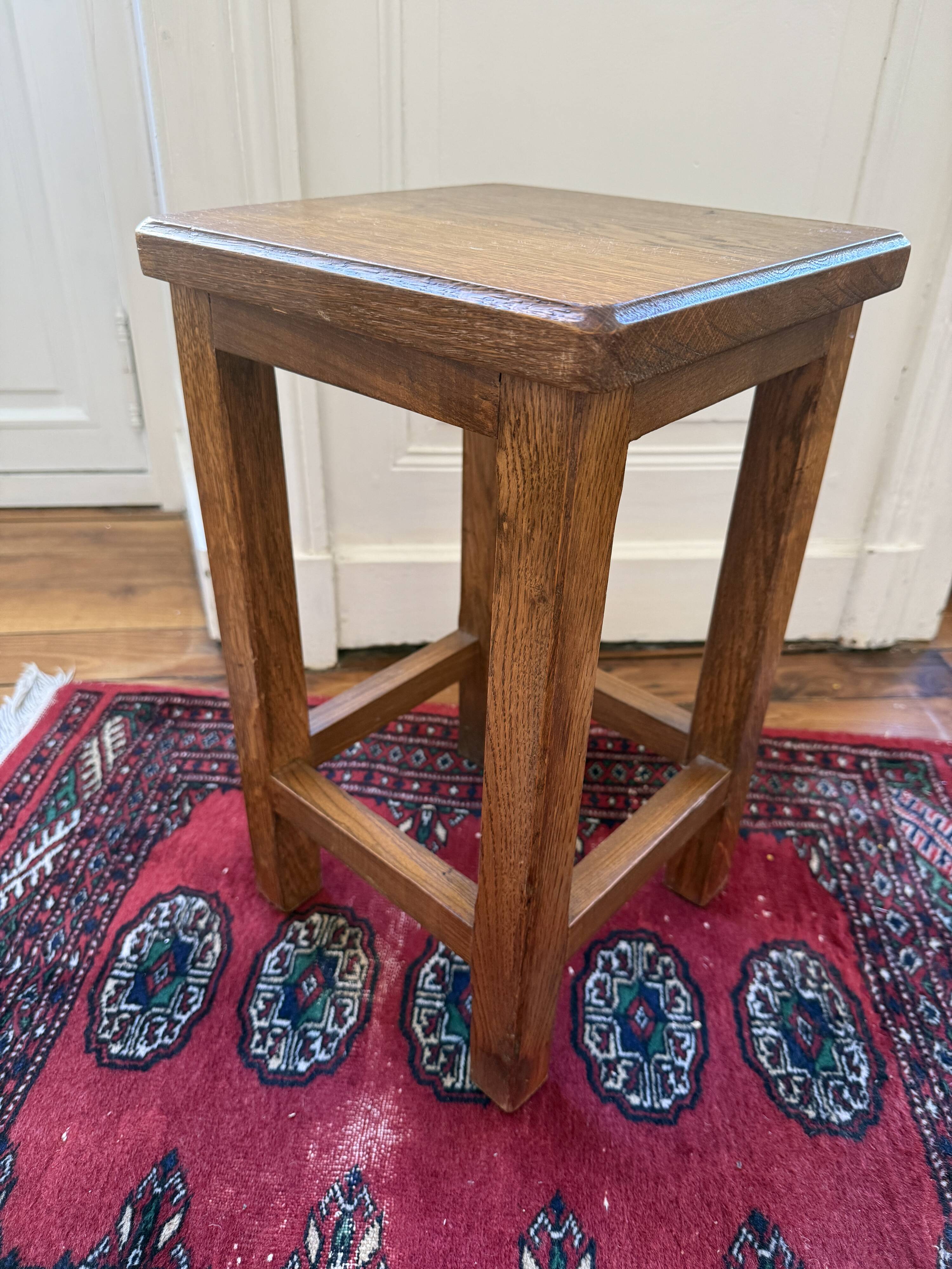 Brutalist wooden stool