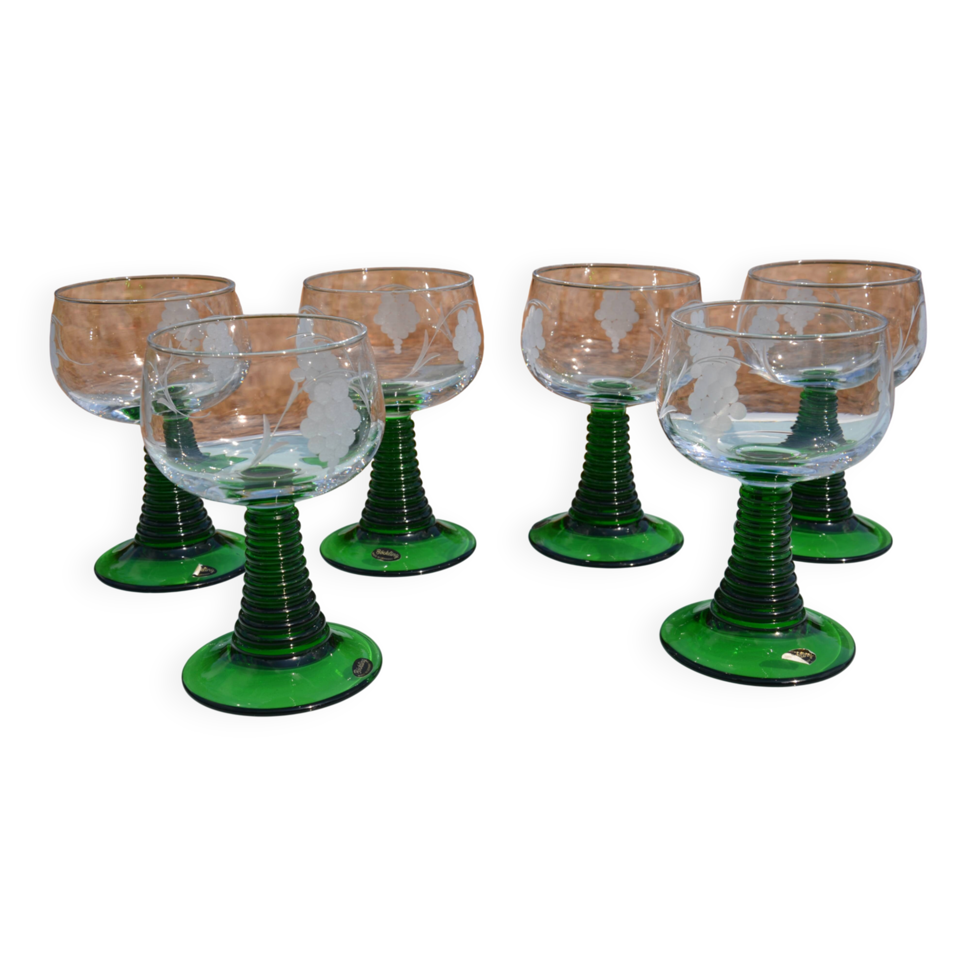 6 large engraved glasses Roemer Böckling Germany