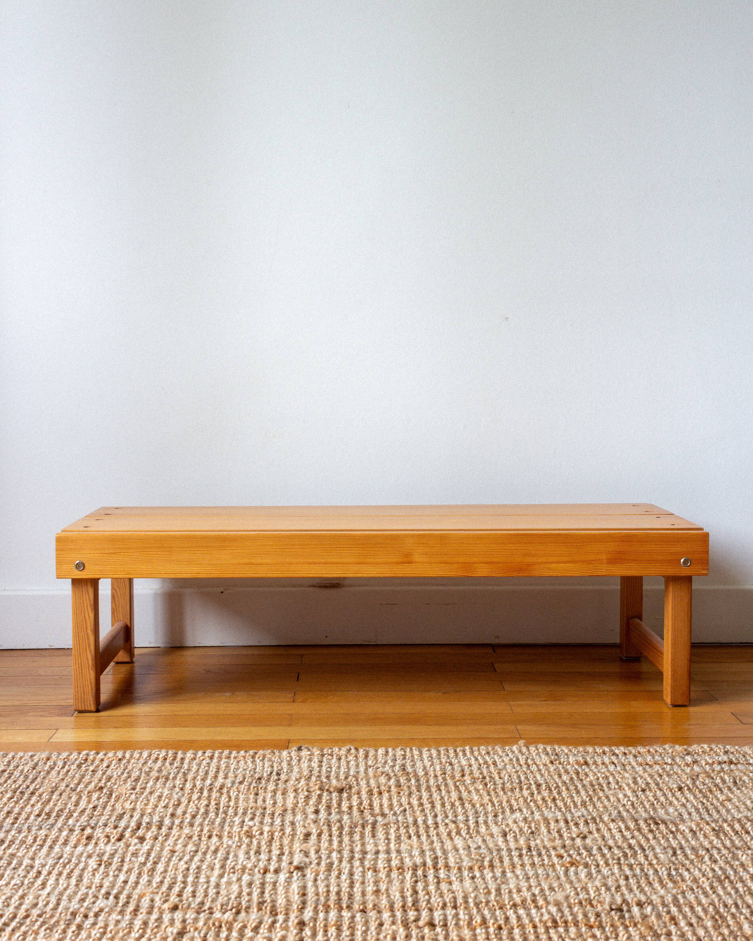 Banc ou table basse en pin blond, Années 70