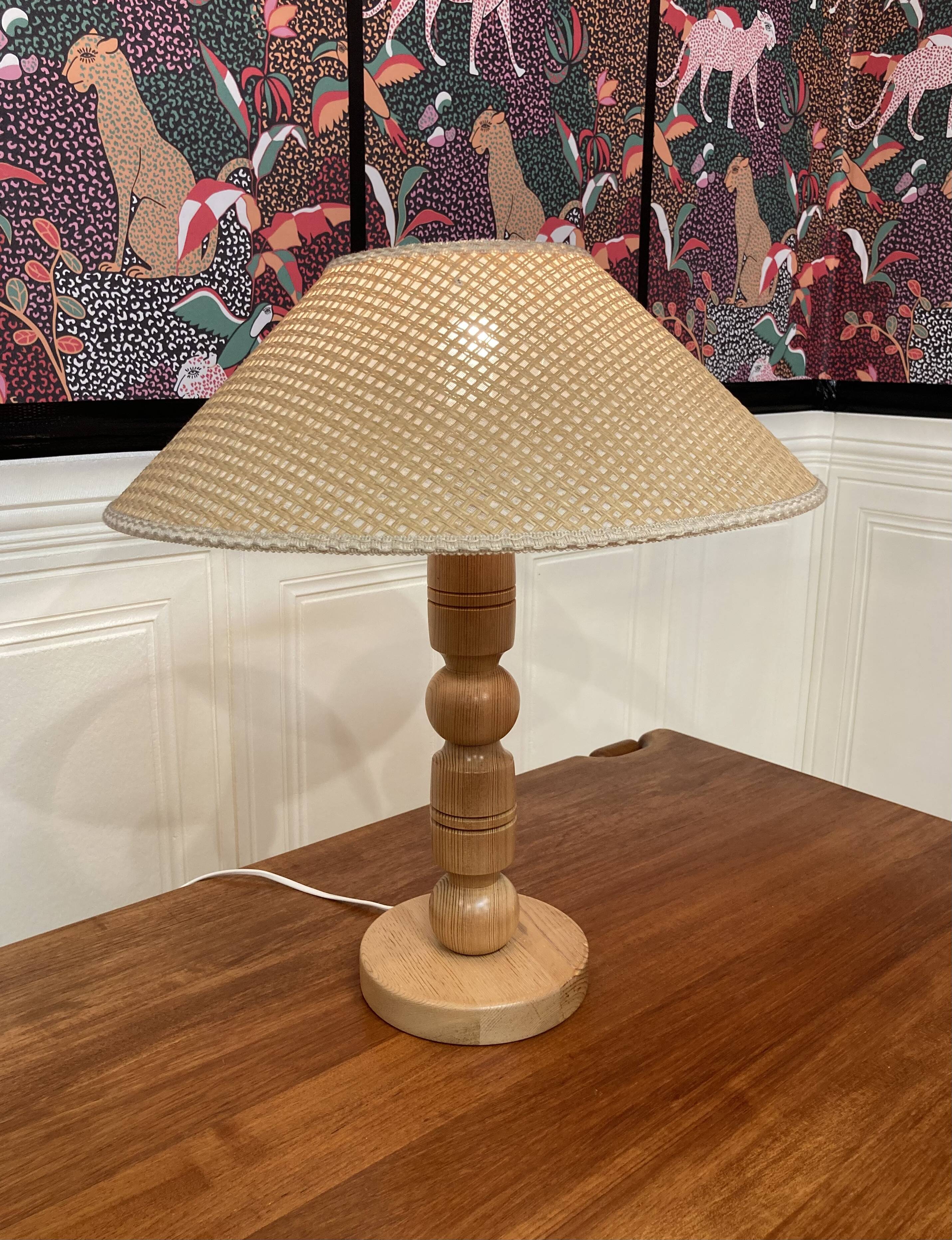 Solid wood lamp Scandinavian design 1960.