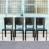 Black leather chairs by Enrico Pellizzoni, 1970s,