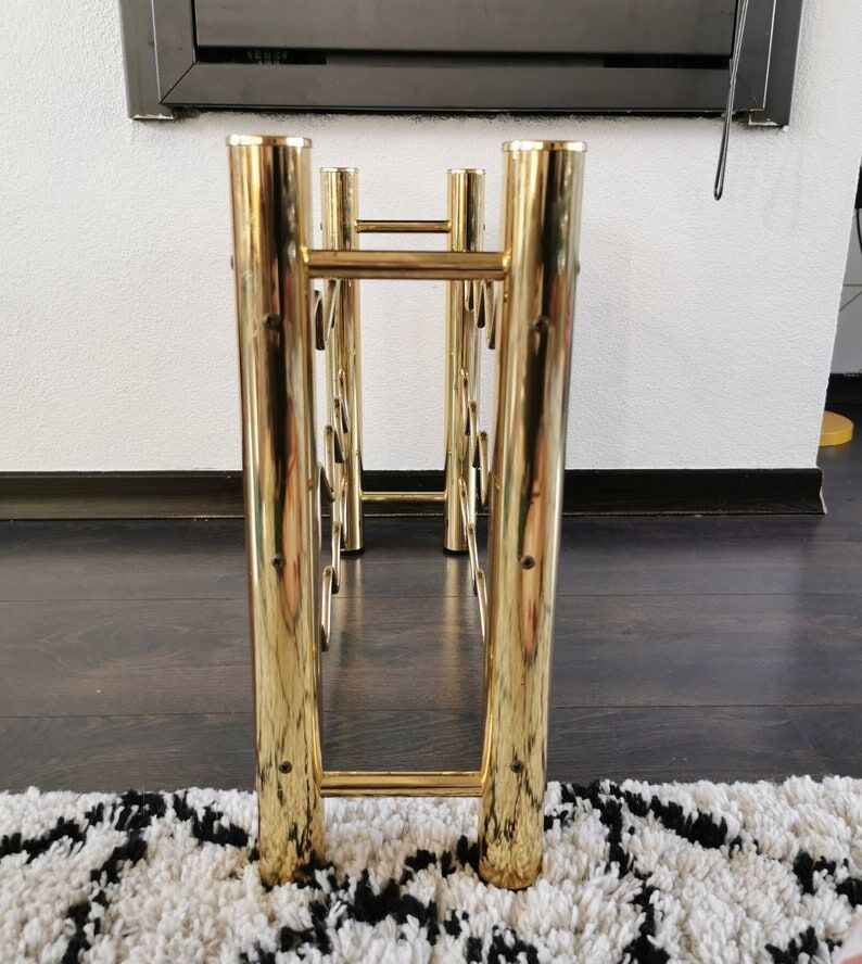 Vintage brass wine rack, 1970