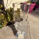 LALIQUE Vase France "Floréal" Satin and Clear Crystal — Signed