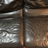 Pair of 2-seater sofas in black leather Roche & Bobois