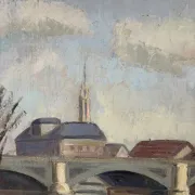 Bridge on the Seine, oil on panel signed A Graves