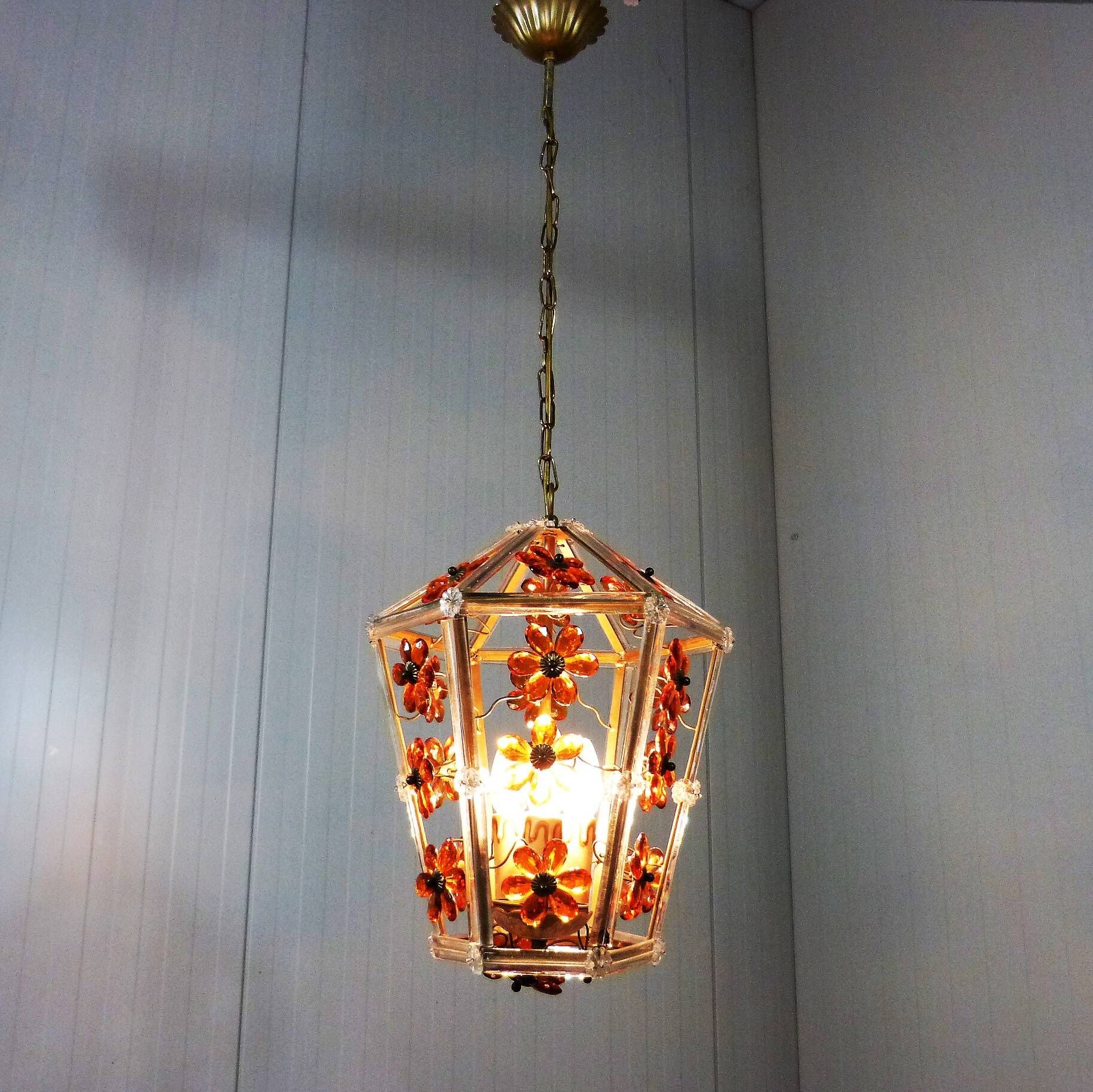 Glass flower hanging lamp 1950-60’s