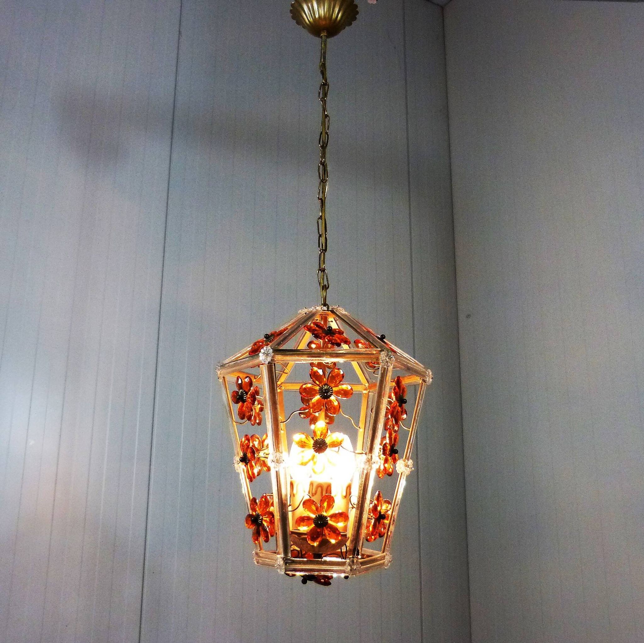 Suspension en verre en forme de fleur, années 1950-60