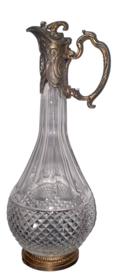 Antique Carafe in Cut Glass and Gilded Brass, Napoleon III Style