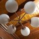 Chrome Sputnik chandelier and white frosted glass globes