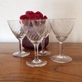 4 white wine glasses in engraved glass 6 cl