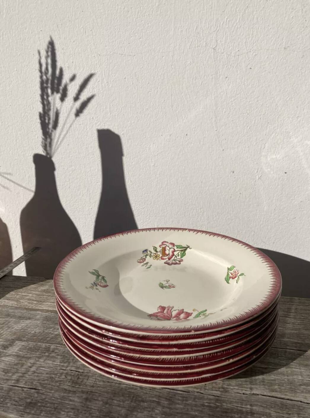 Set of 8 deep iron earth flower plates