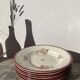 Set of 8 deep iron earth flower plates